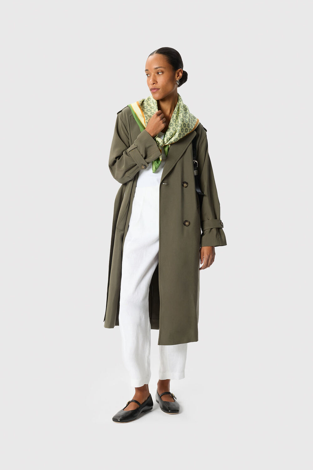 Khaki Petite Riley Trench Coat