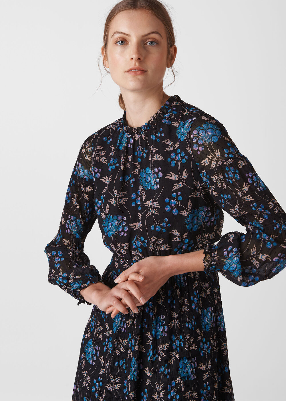 Elderberry Print Dobby Dress Black/Multi