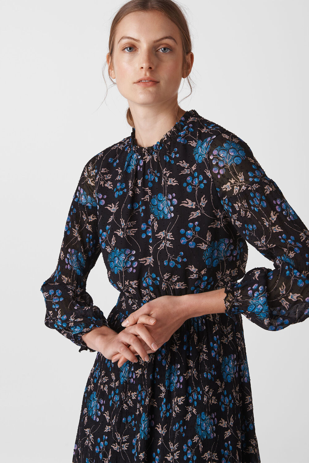 Elderberry Print Dobby Dress Black/Multi