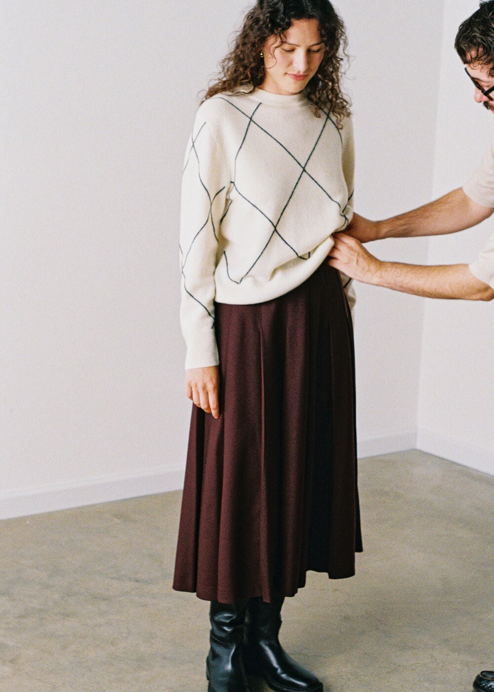Petite Wool Blend Pleated Kilt Skirt