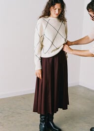 Petite Wool Blend Pleated Kilt Skirt