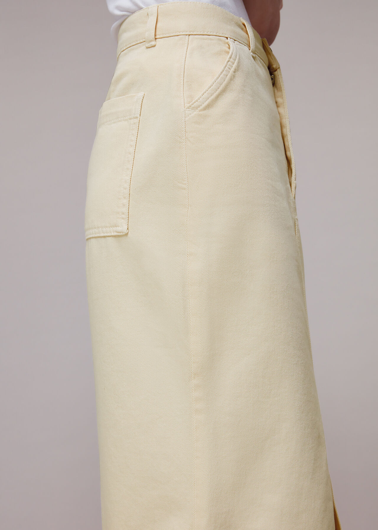 Ivory/Multi Flo Denim Midi Skirt | WHISTLES