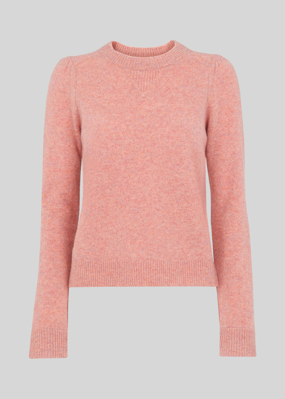 Puff Sleeve Merino Wool Knit Pale Pink