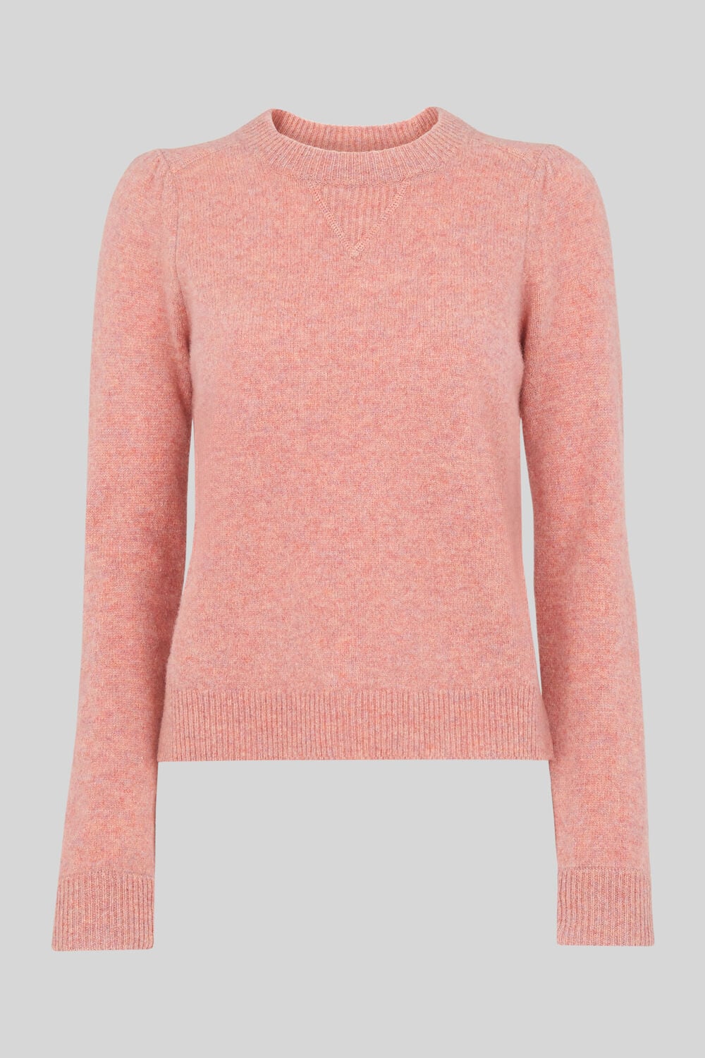 Puff Sleeve Merino Wool Knit Pale Pink