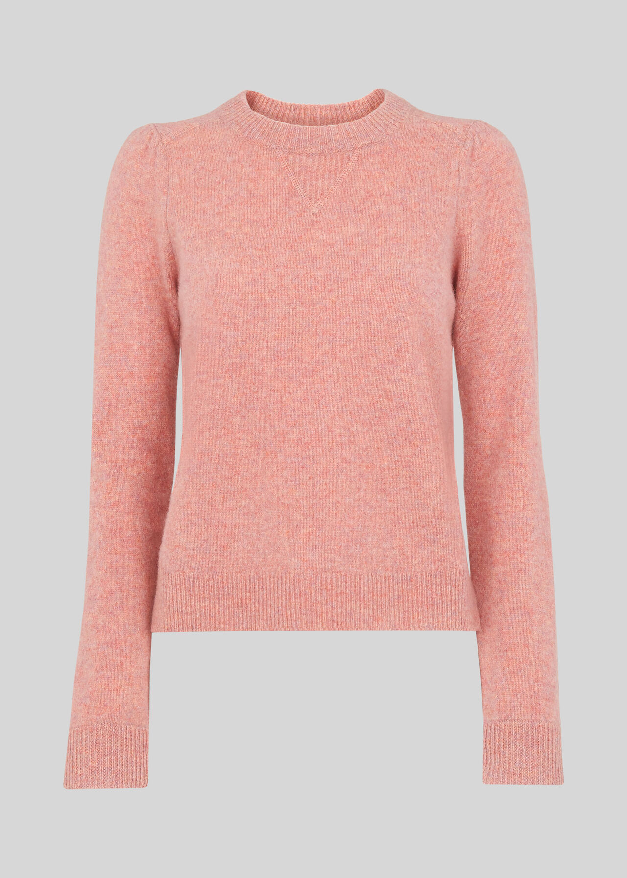 Puff Sleeve Merino Wool Knit Pale Pink