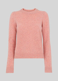 Puff Sleeve Merino Wool Knit Pale Pink