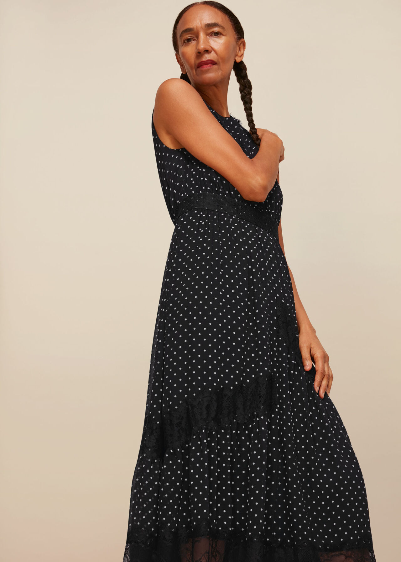 Spot Lace Midi Dress