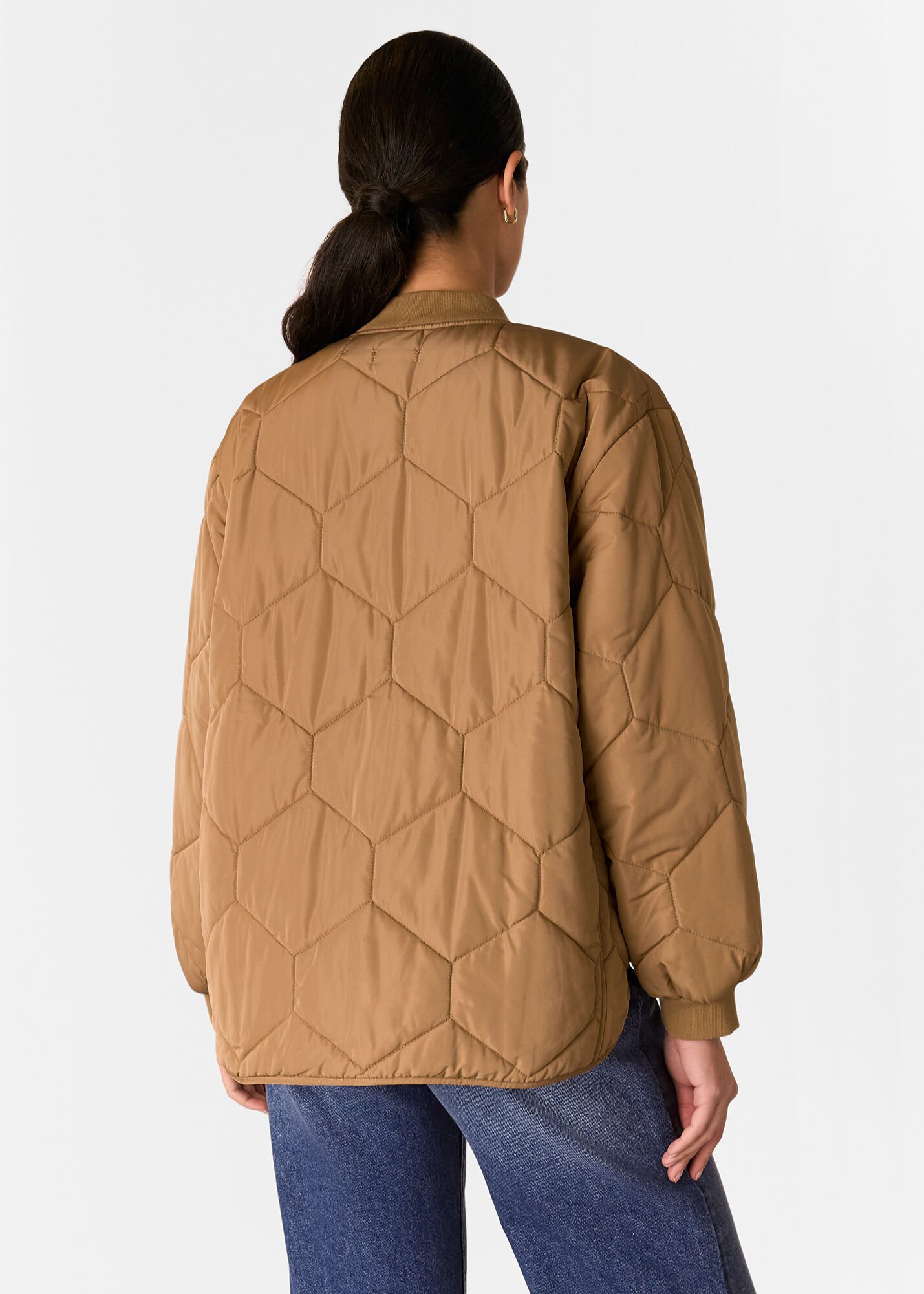Camel Oversized Quilted Coat with Pockets | Whistles | Whistles US |