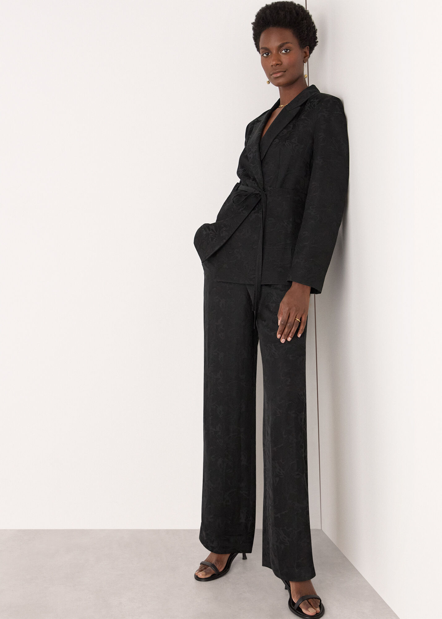 tie waist black blazer