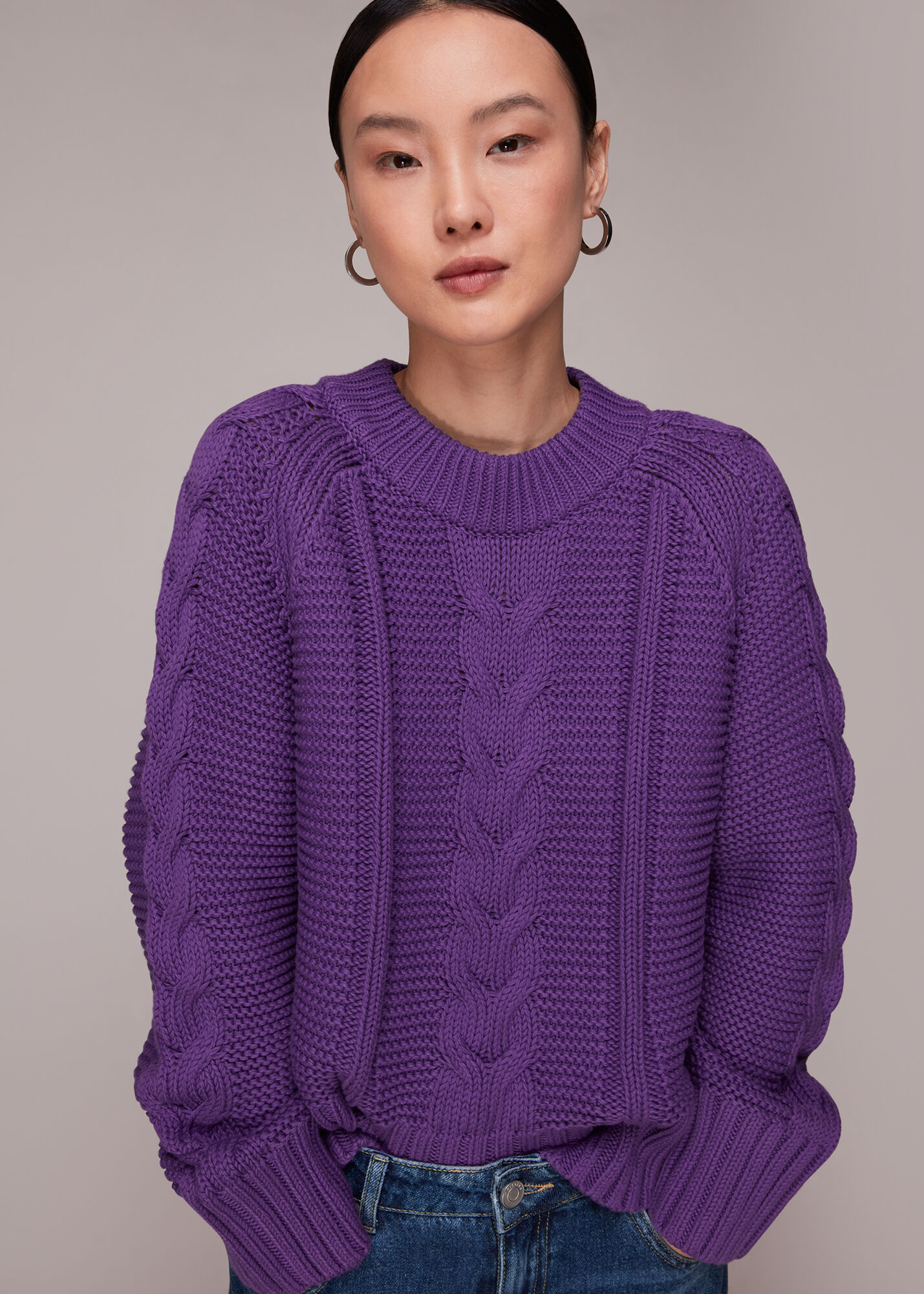 Purple Cable Sweater WHISTLES