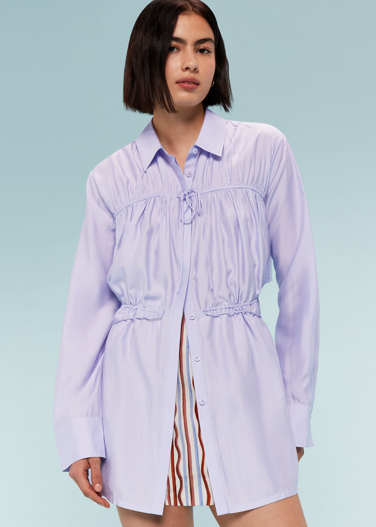 Lilac Drawcord Cut Out Back Shirt | WHISTLES