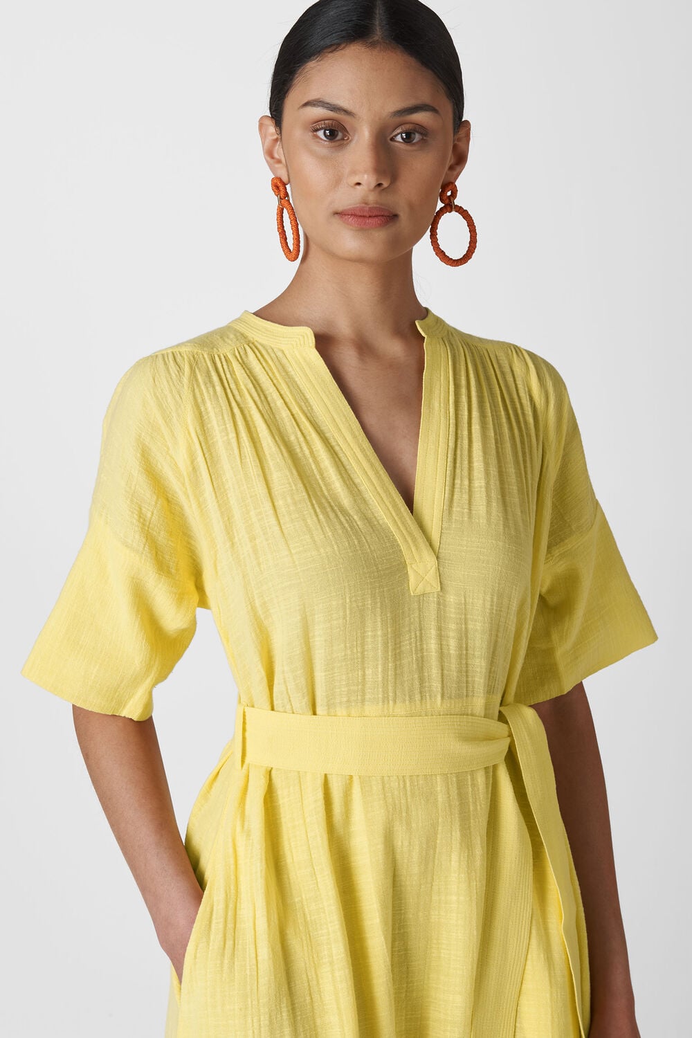 Alicia Tie Textured Dress Lemon