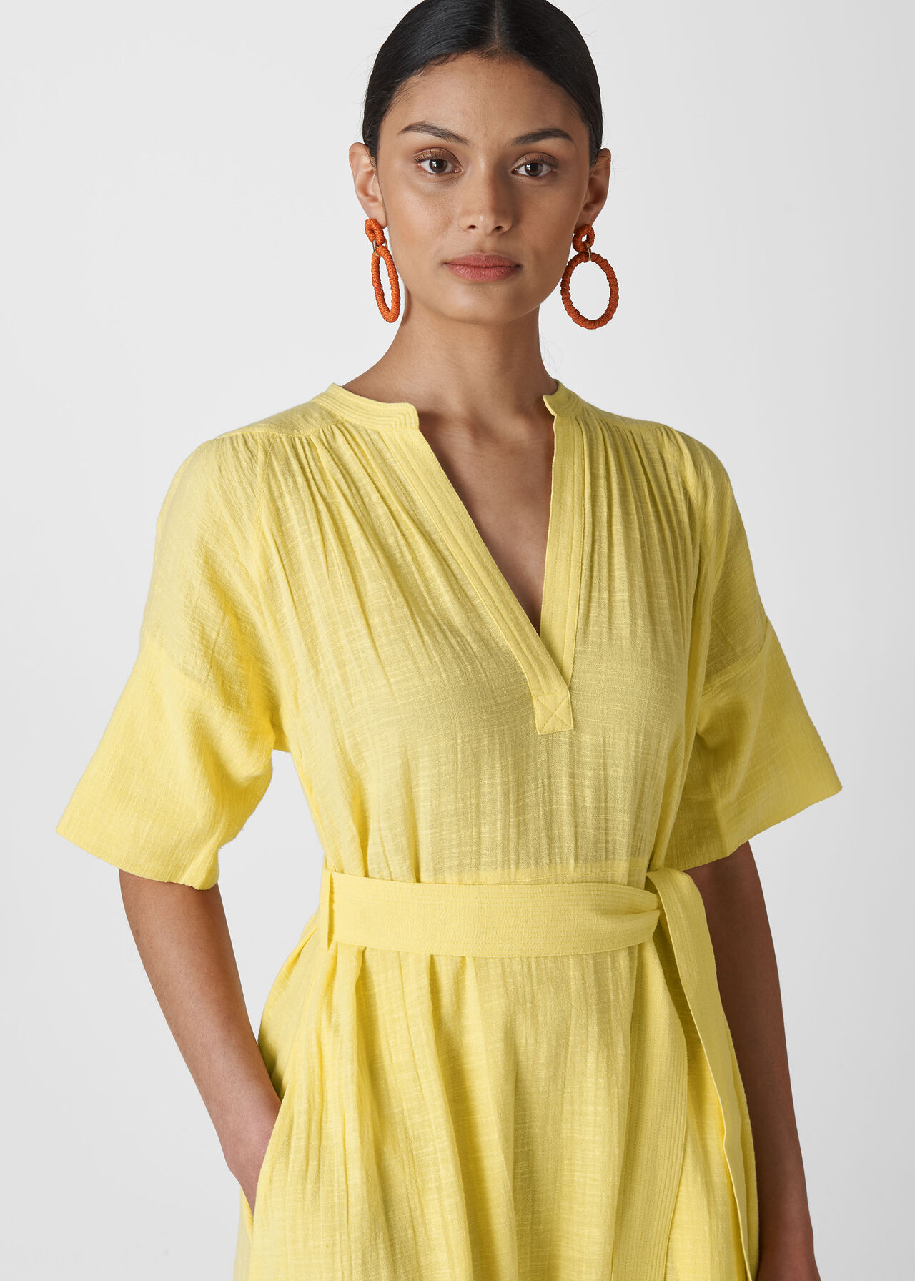 Lemon Alicia Tie Textured Dress | WHISTLES