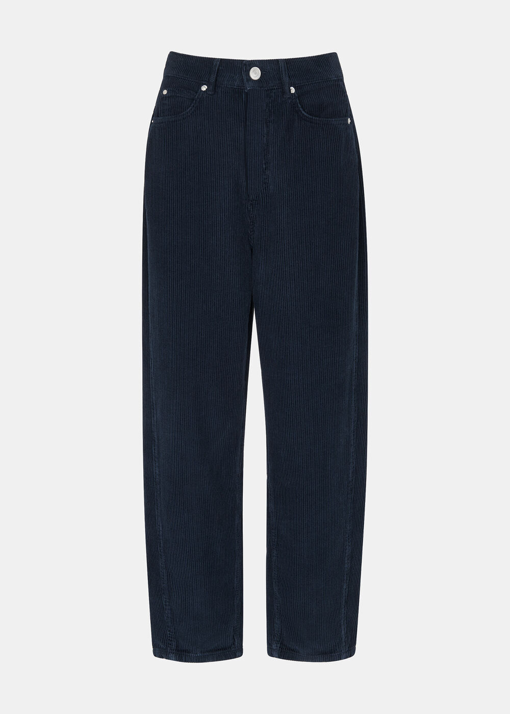High Waist Cord Barrel Jean