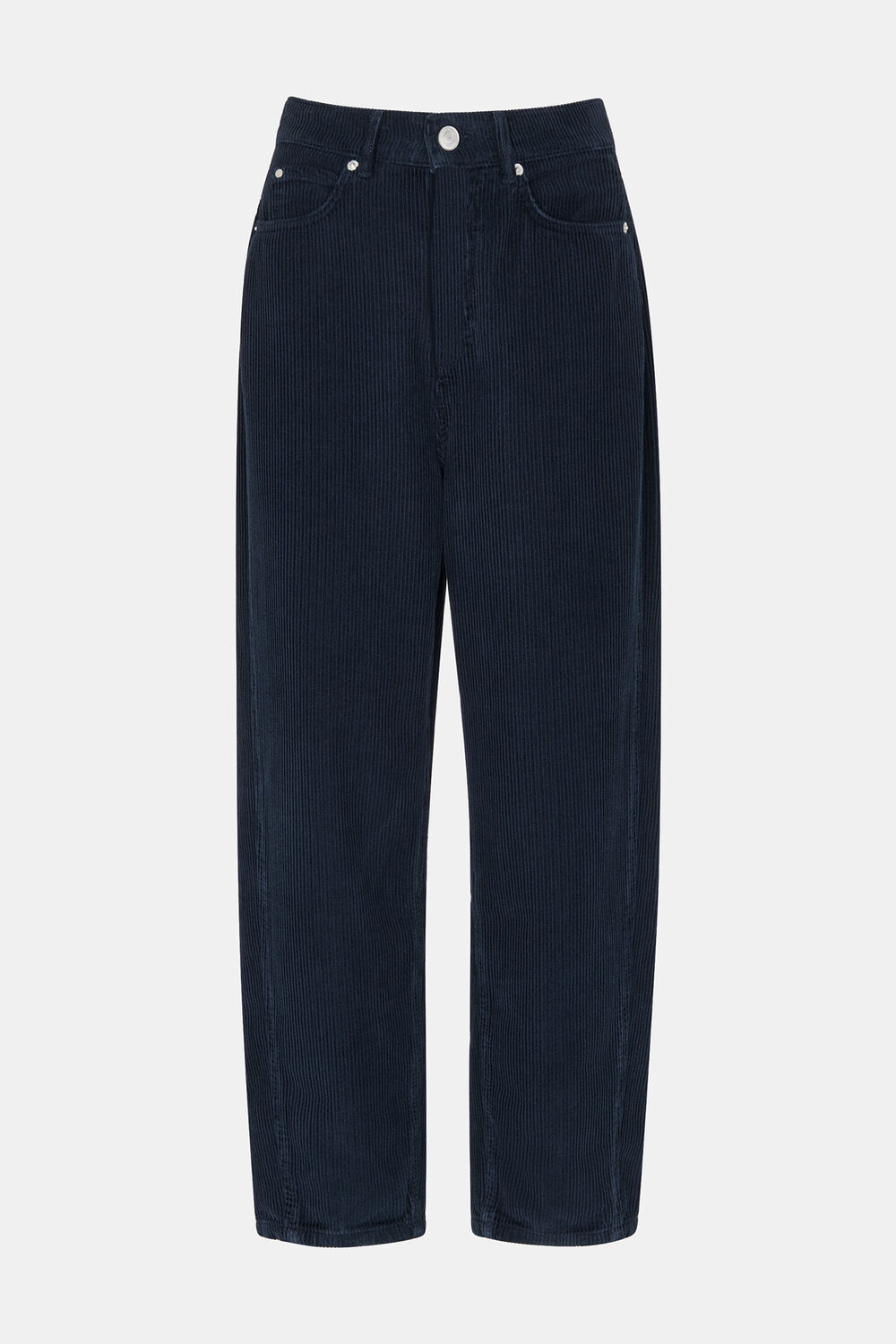 Navy High Waist Cord Barrel Jean