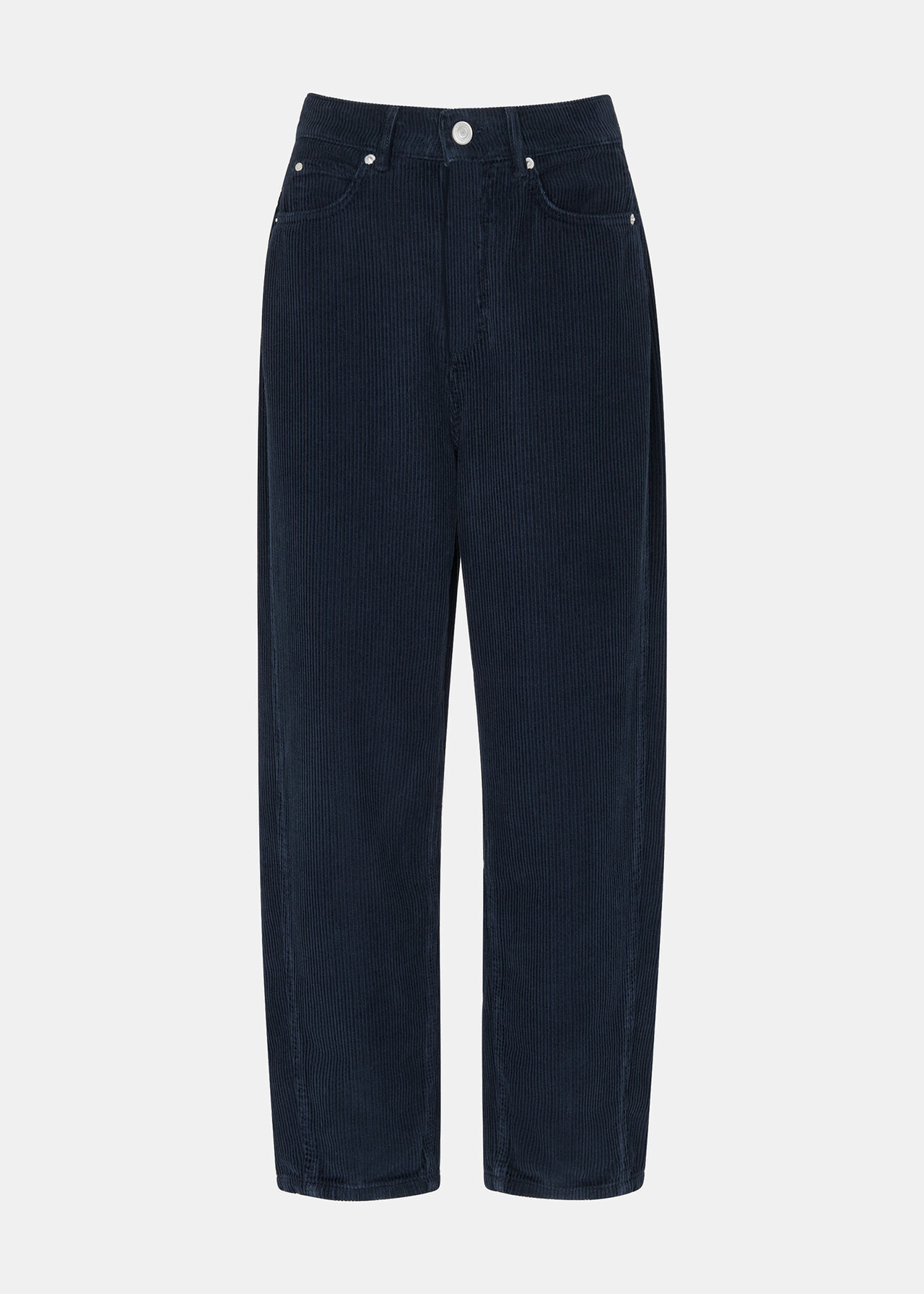 High Waist Cord Barrel Jean