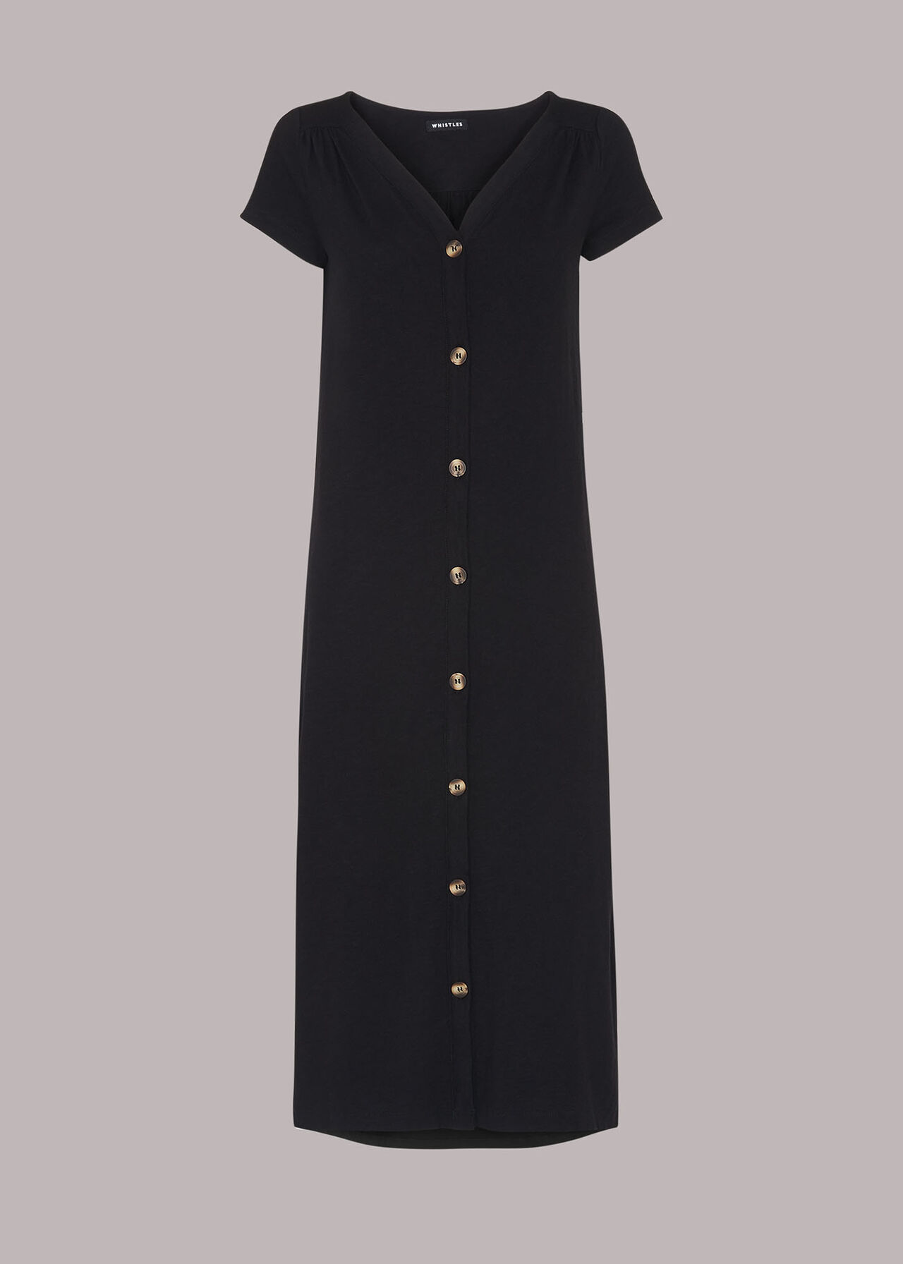 Black Leonie Button Through Dress | WHISTLES