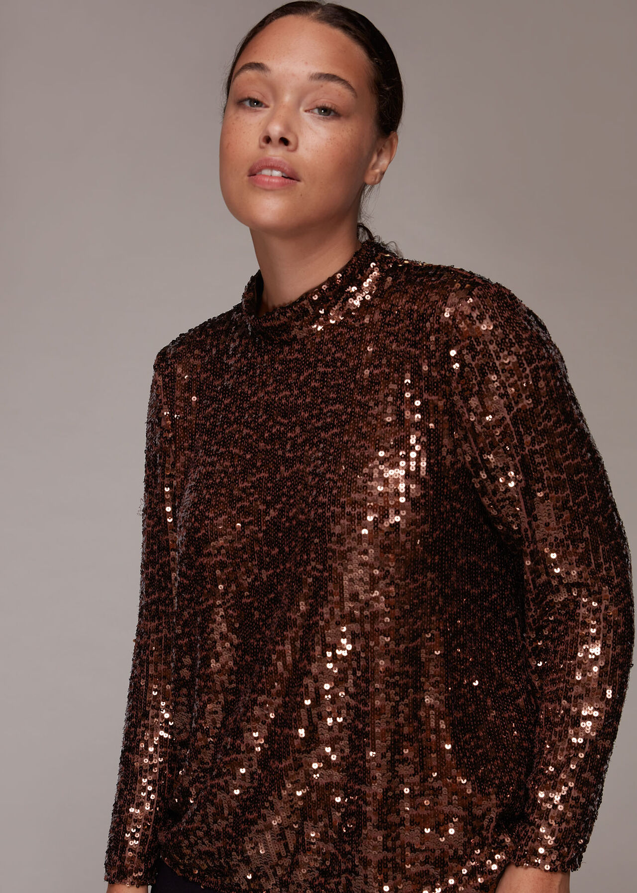 High Neck Sequin Top