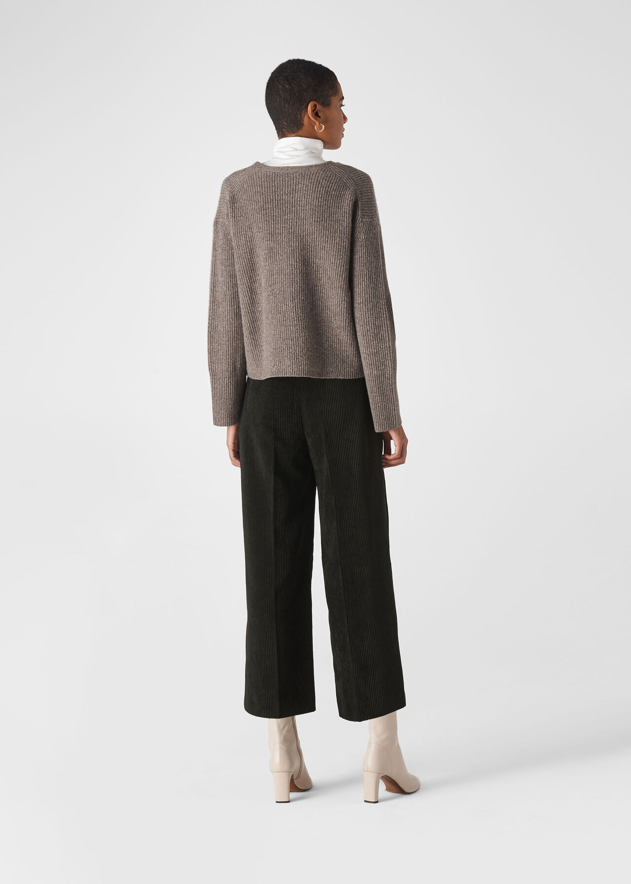 Cord Flat Front Trouser Black