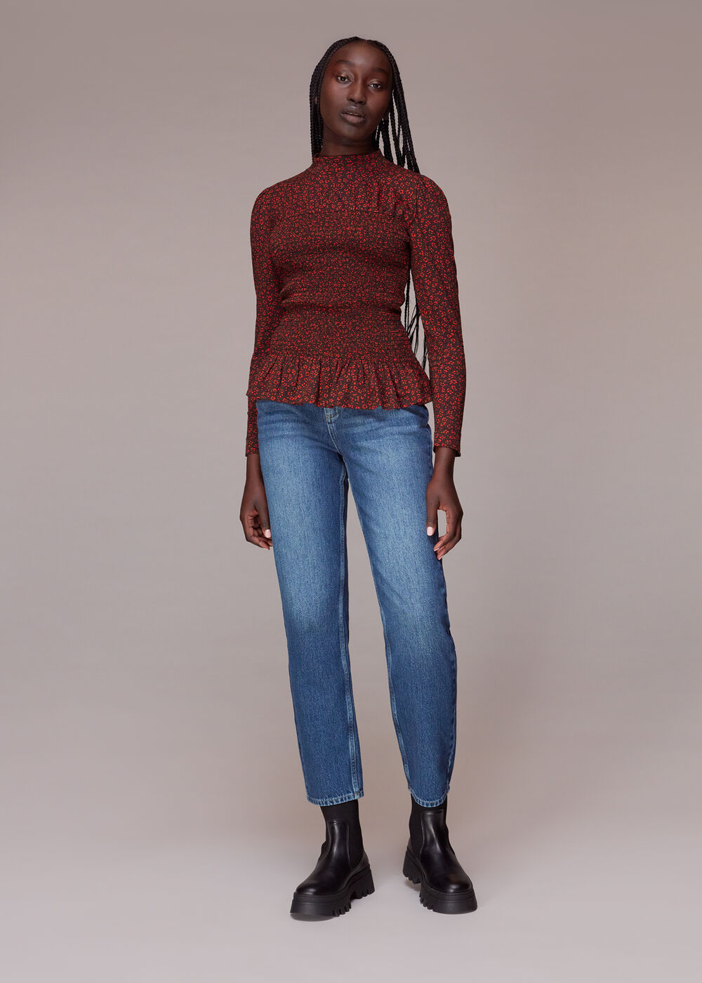 Pansy Dot Shirred Top