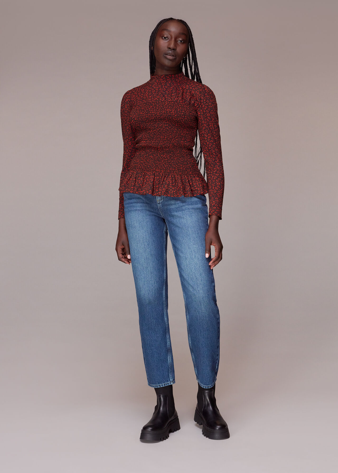 Pansy Dot Shirred Top