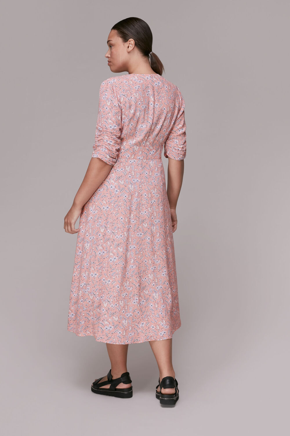 Wheat Floral Midi Dress