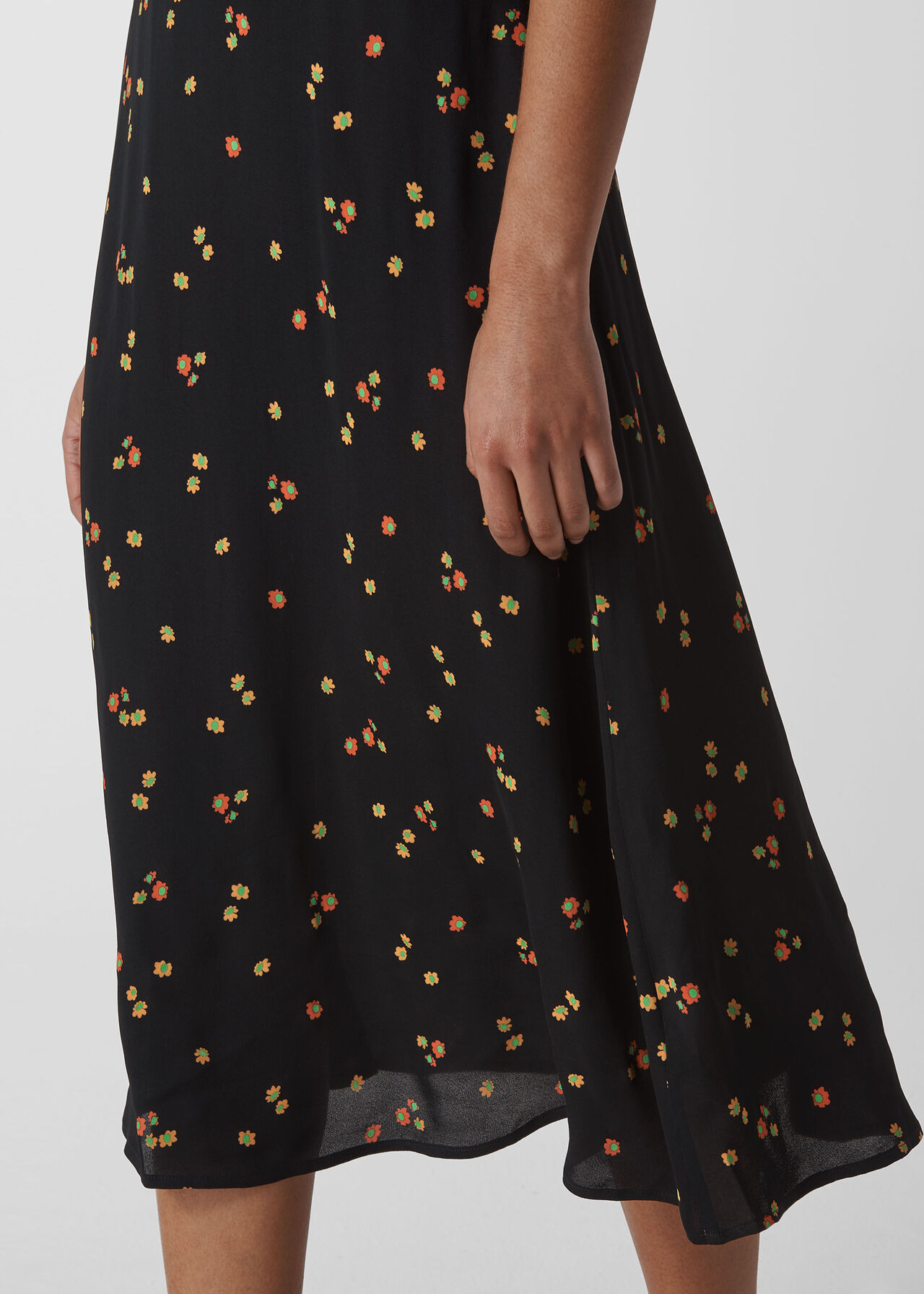 Micro Floral Longline Skirt Black/Multi