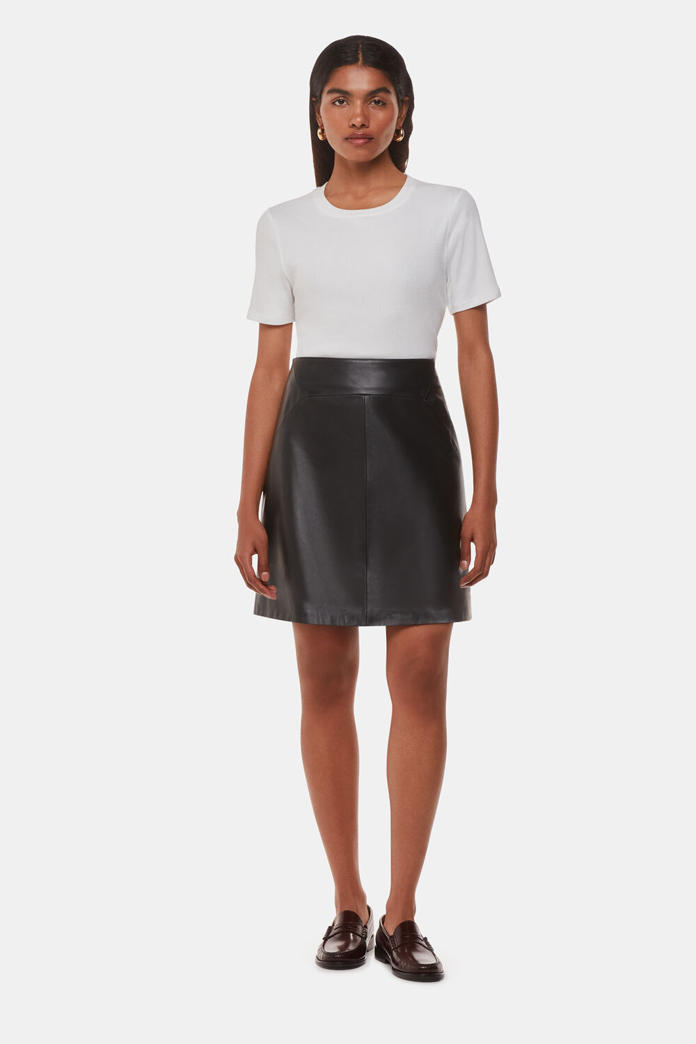 Petite Leather A Line Skirt