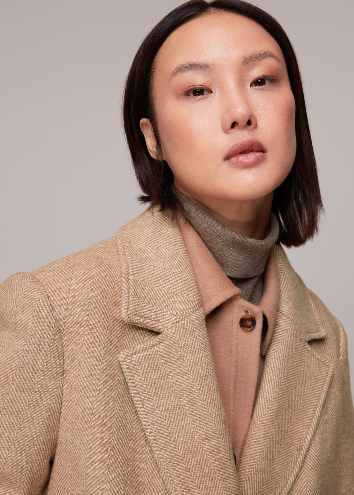 Beige sales herringbone coat
