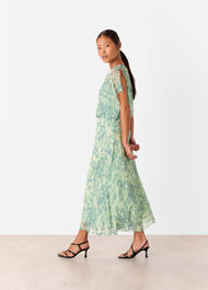 Petite Dashed Brush Marks Midi Dress