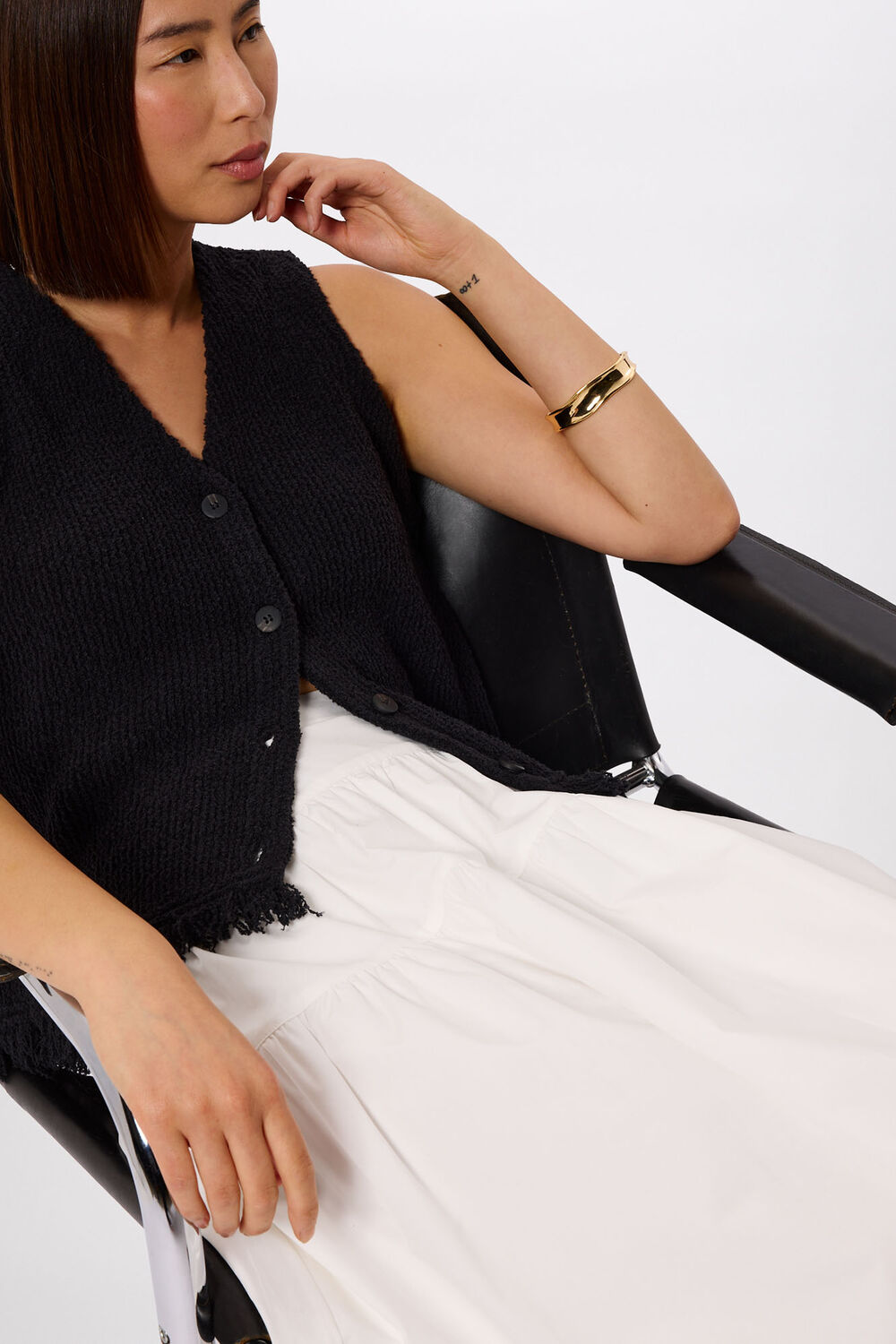 White Tier Hem Cotton Skirt