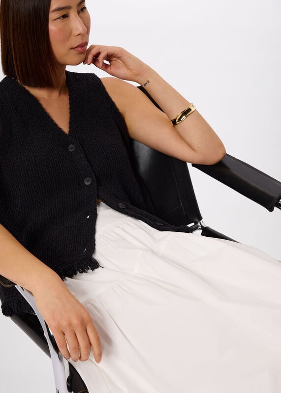 White Tier Hem Cotton Skirt