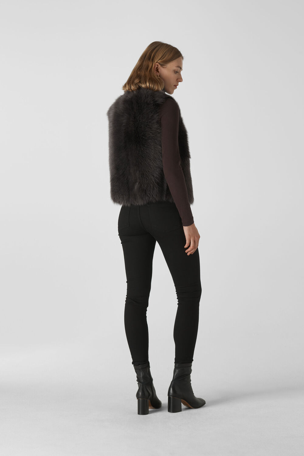 Short Toscana Sheepskin Gilet Dark Grey
