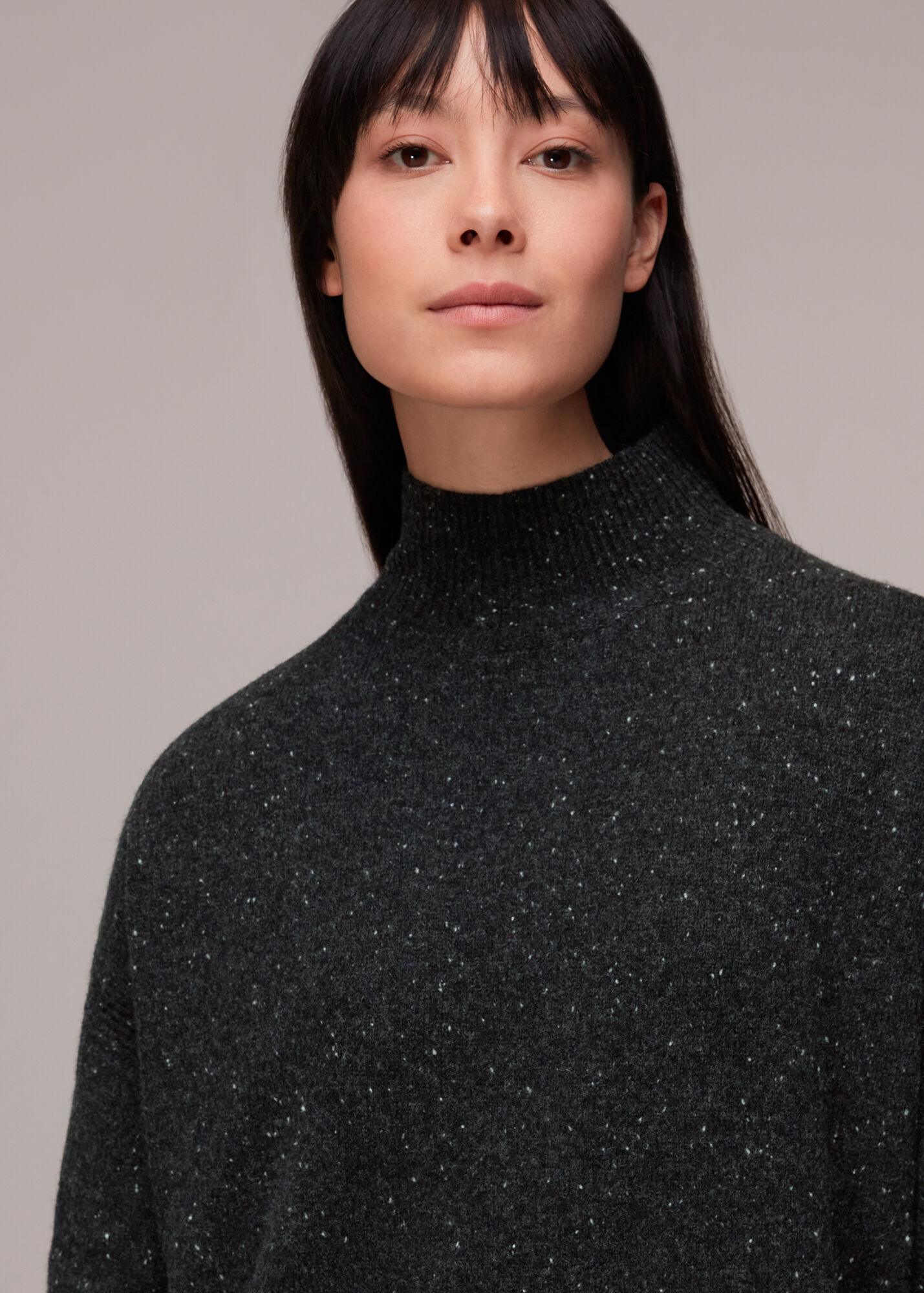 Black/Multi Funnel Neck Flecked Knit Dress WHISTLES