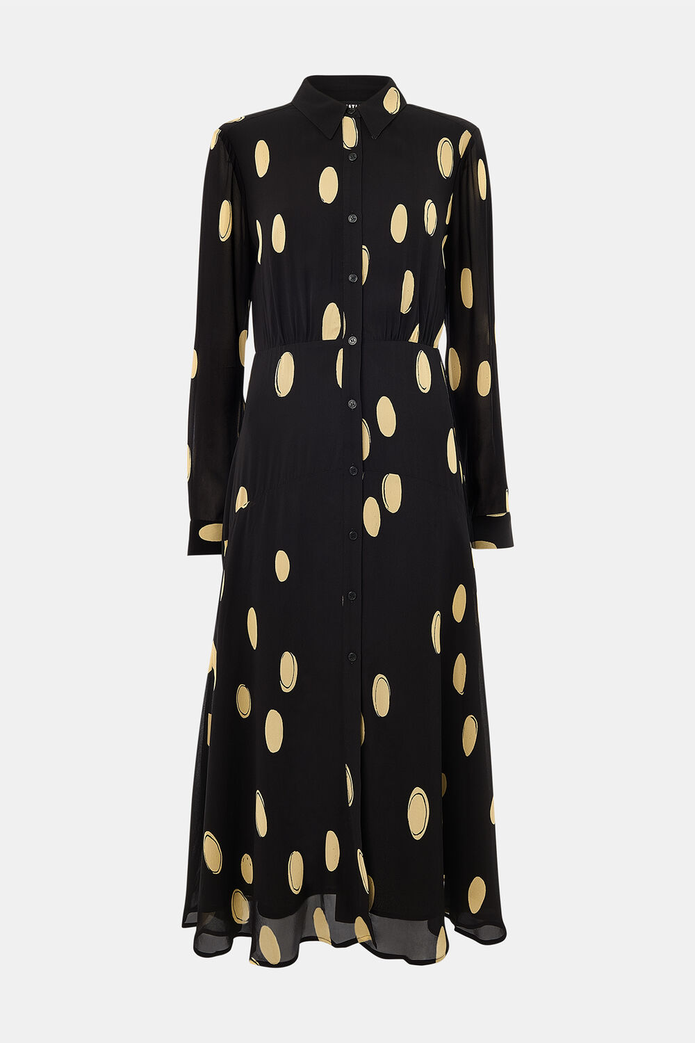 Black Abstract Spot Shirt Dress