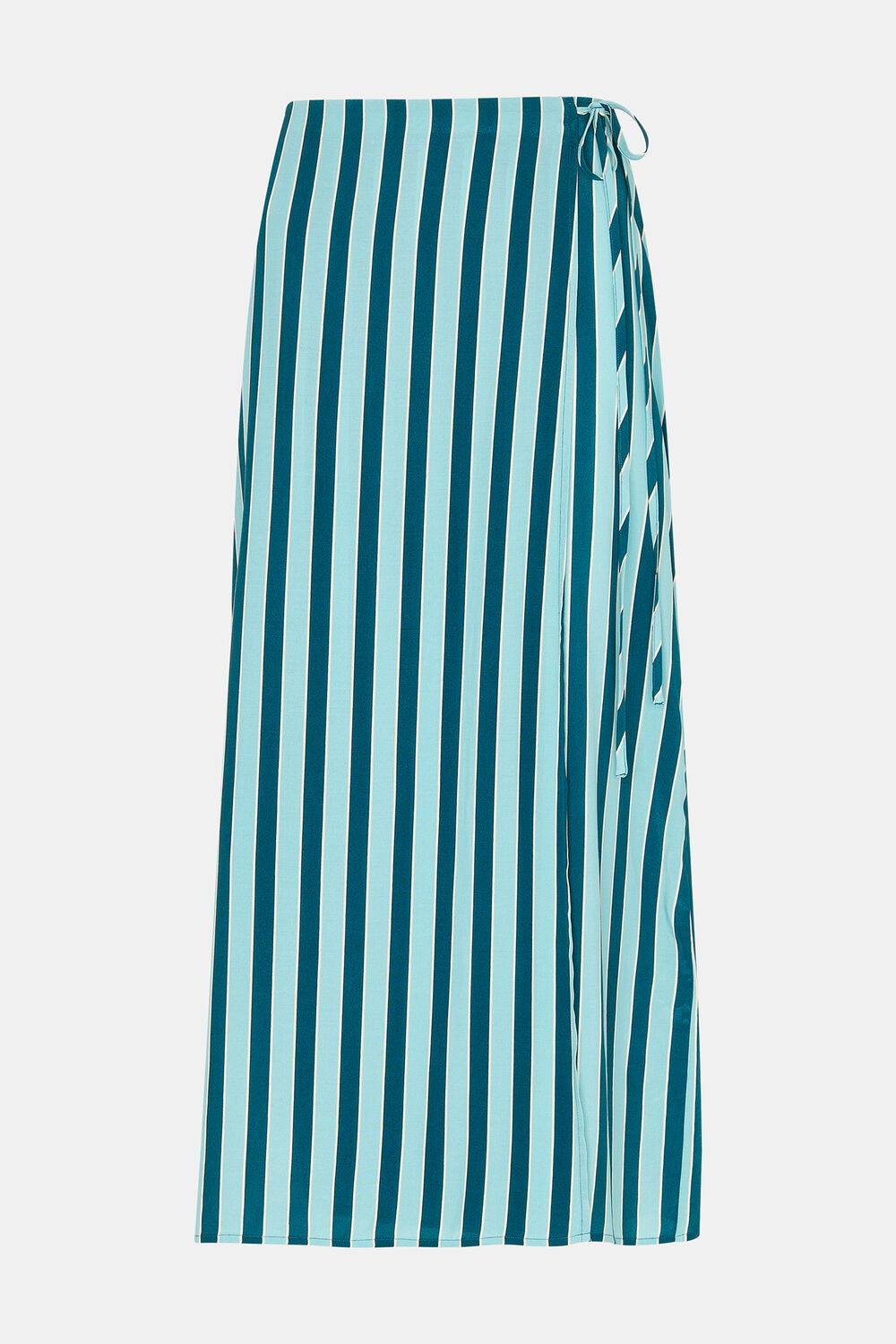 Teal Emily Tonal Stripe Midi Skirt