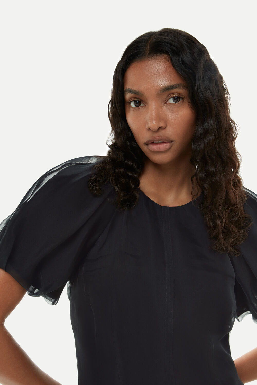 Organza Silk Puff Sleeve Dress