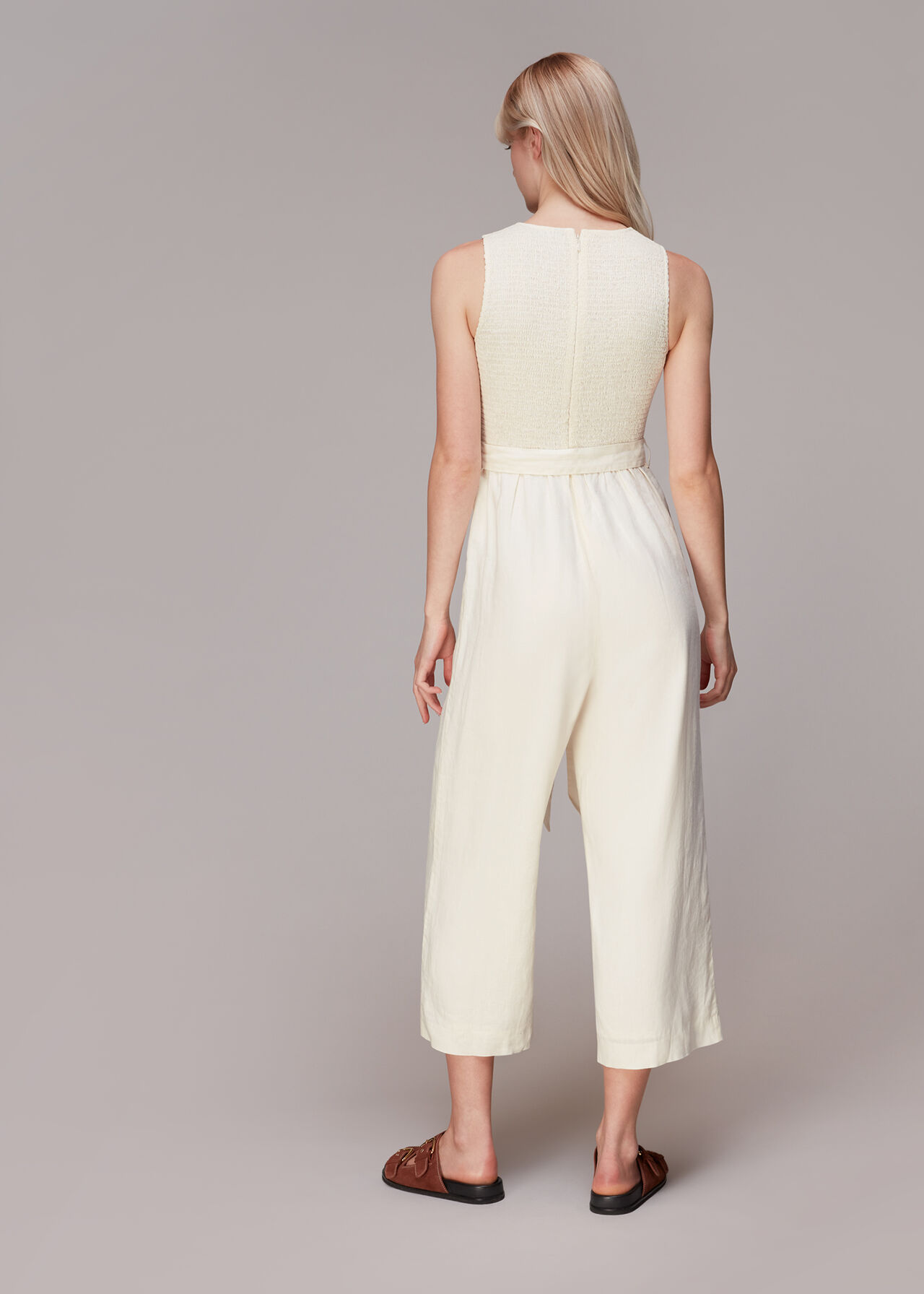 Shirred Linen Jumpsuit