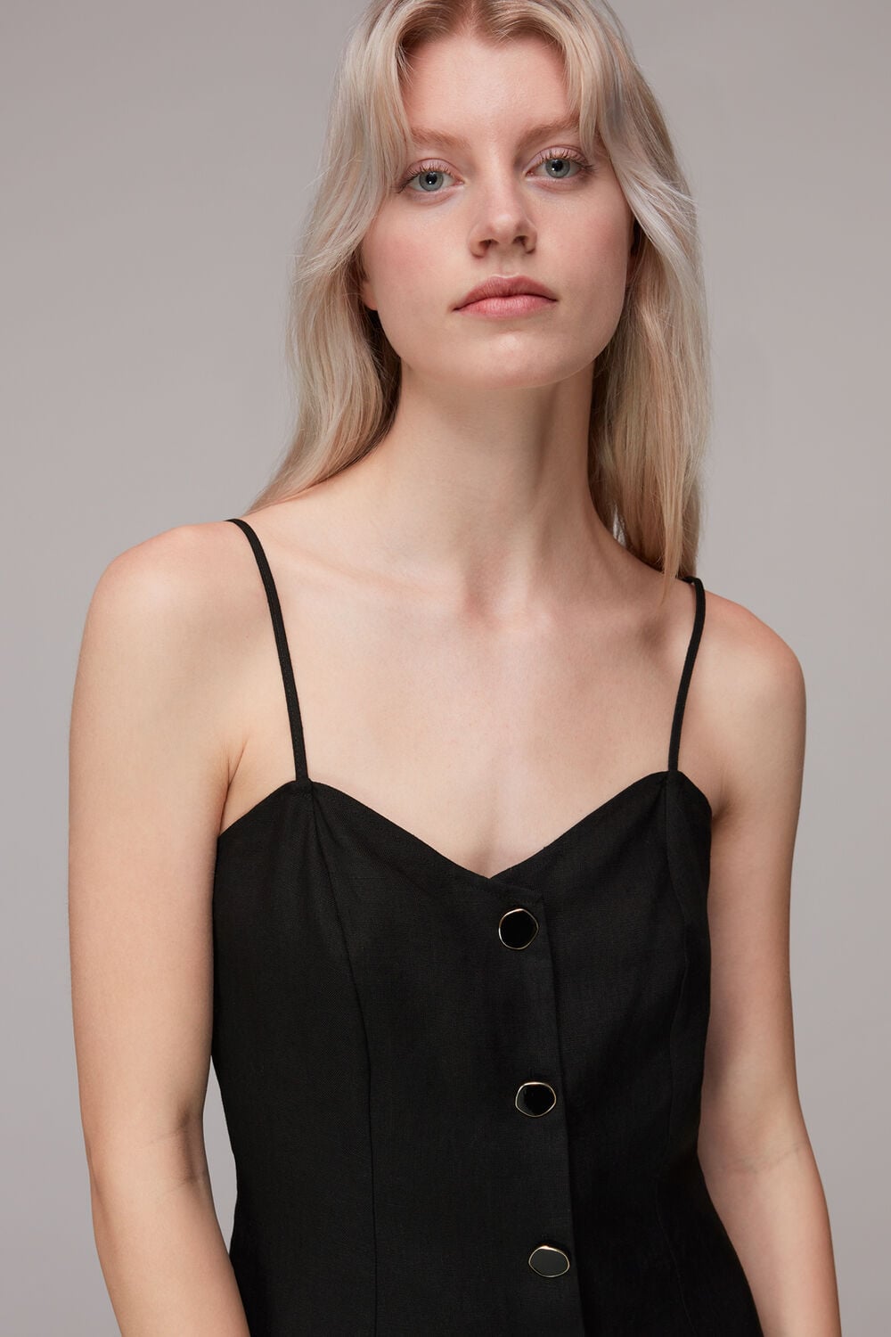 Ava Button Linen Mix Dress