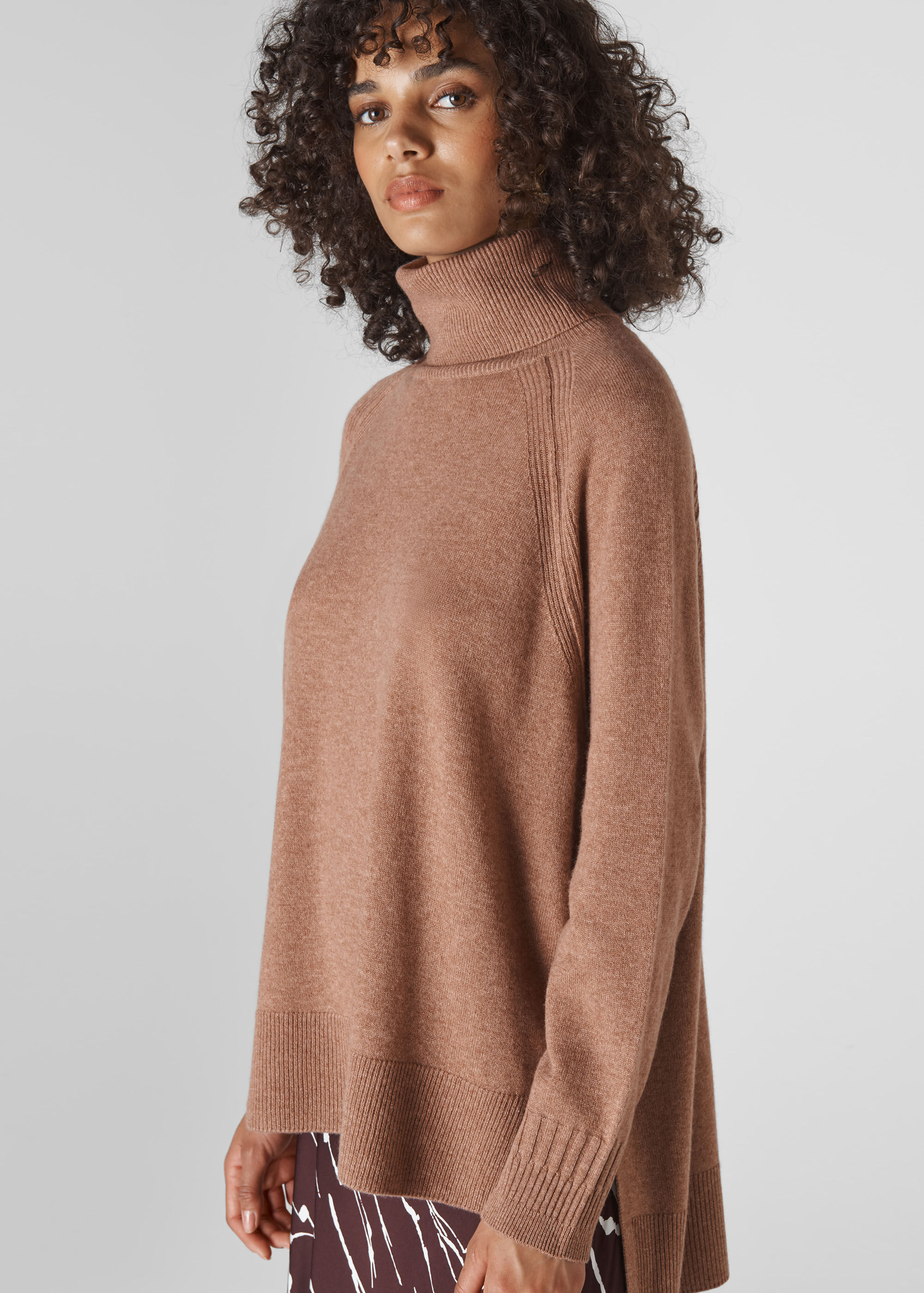 pink cashmere polo neck jumper