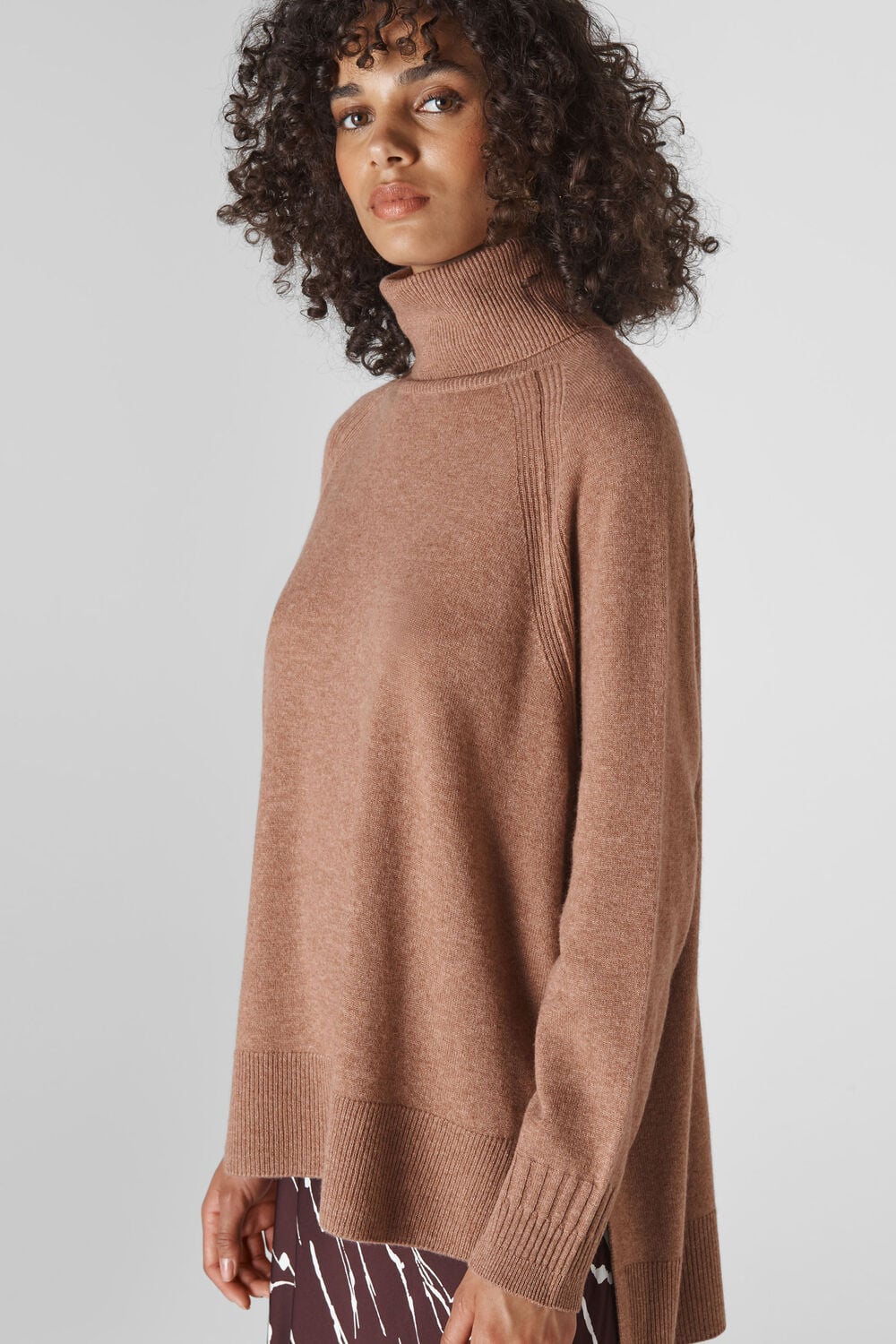 Cashmere Roll Neck Sweater Pale Pink
