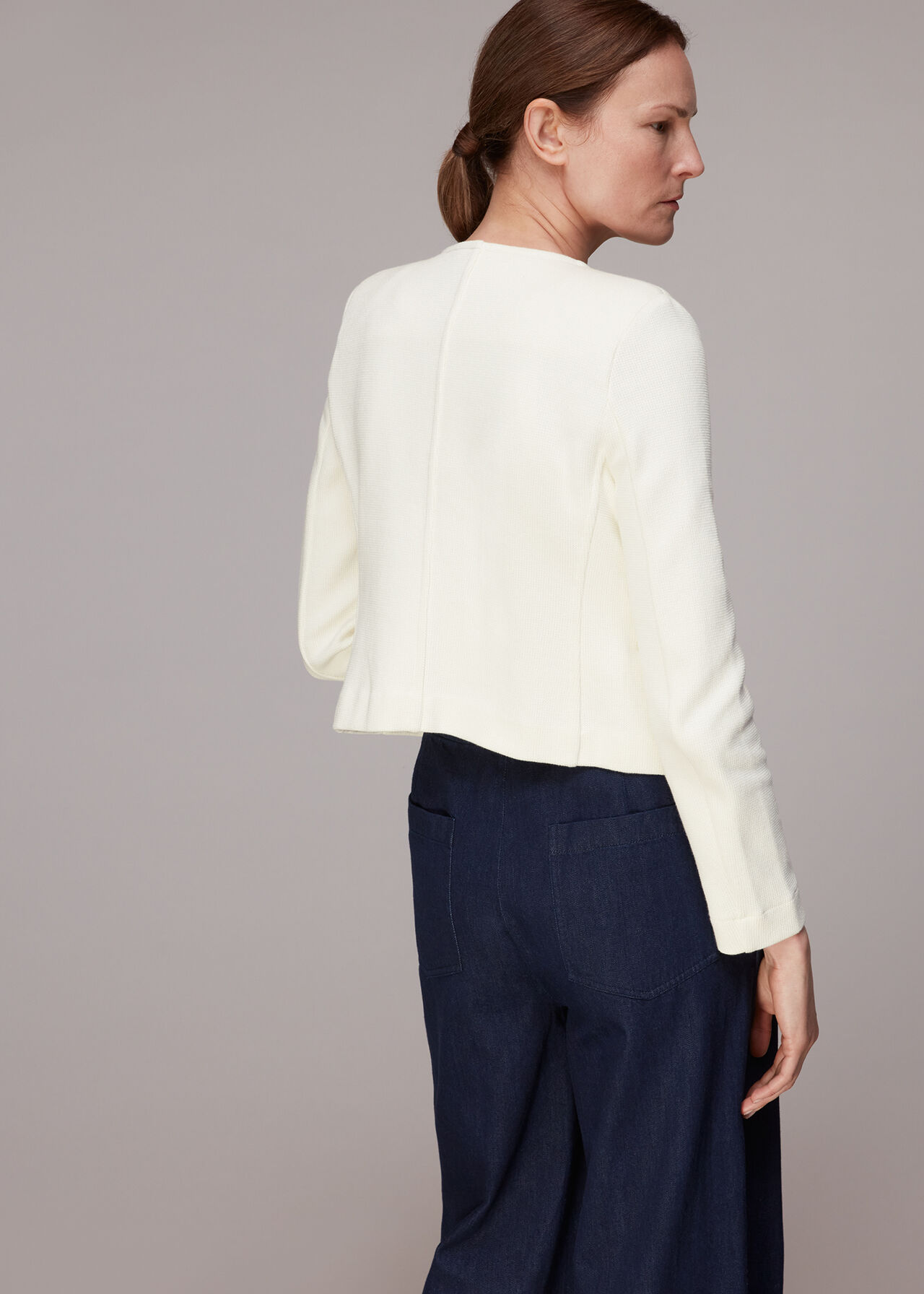 Collarless Jersey Jacket