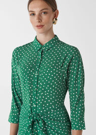 Abstract Spot Selma Tie Dress Green/Multi