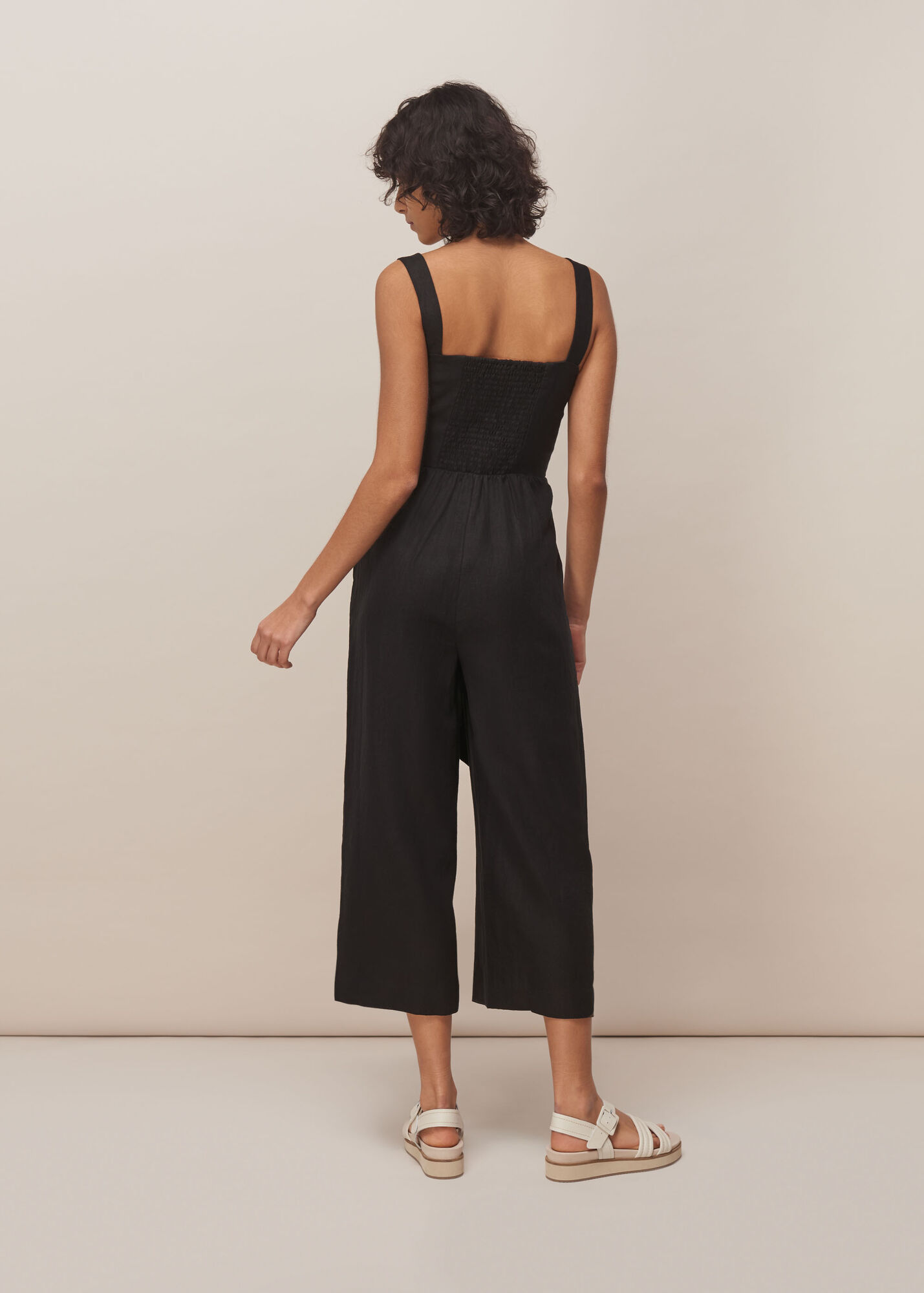 Black Hadley Linen Jumpsuit WHISTLES