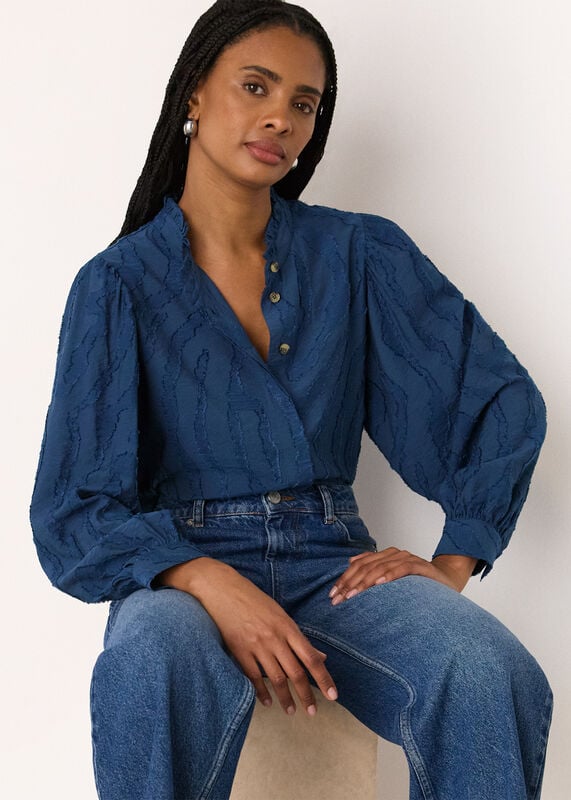 Navy Animal Textured Shirt