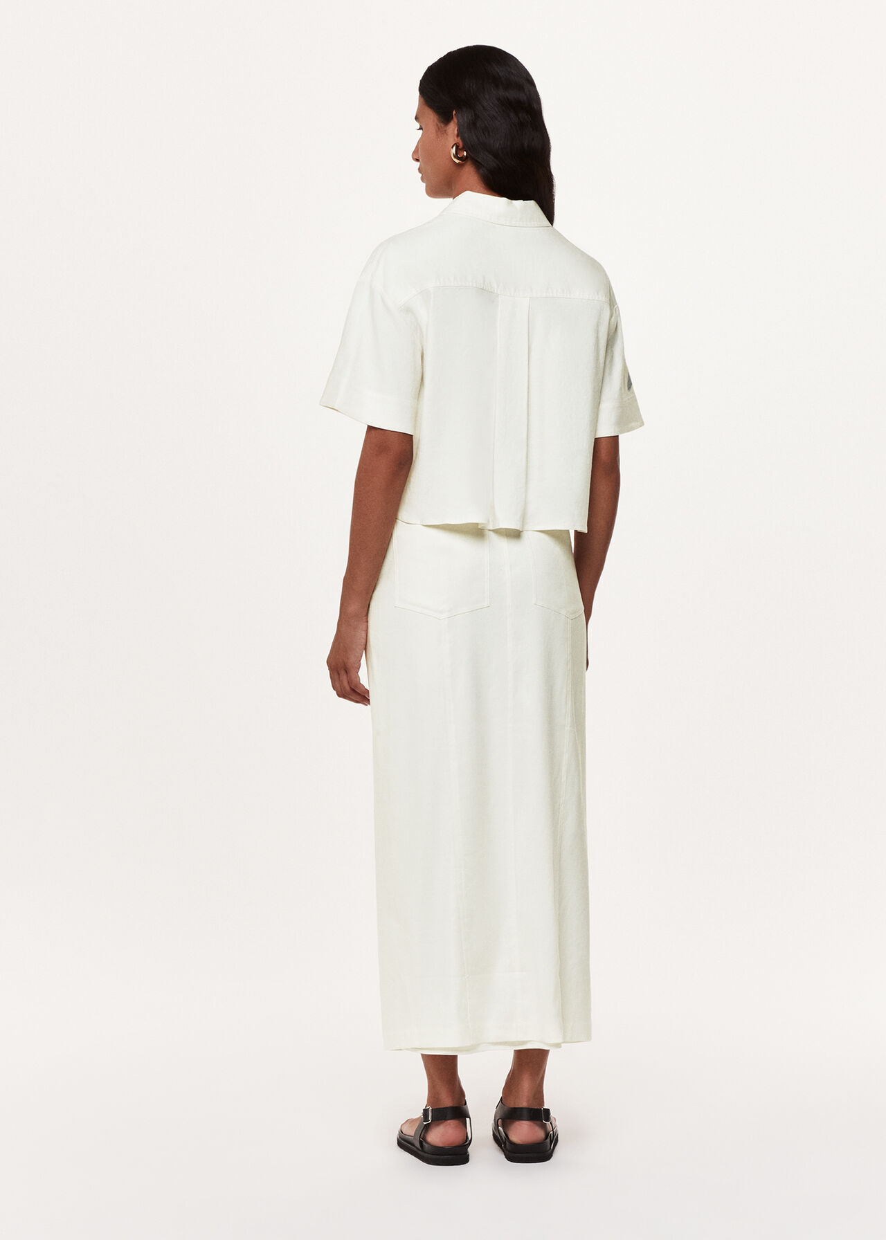 Linen Blend Maxi Skirt