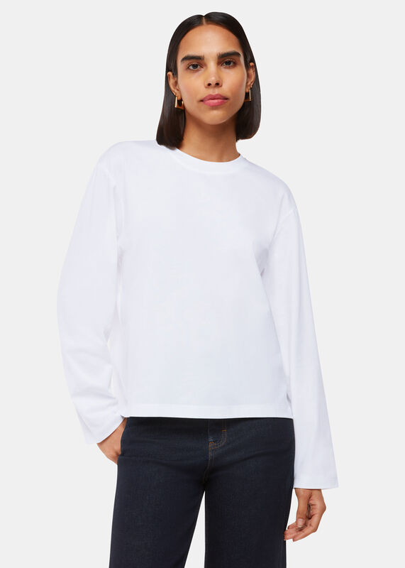 White Relaxed Long Sleeve Tee