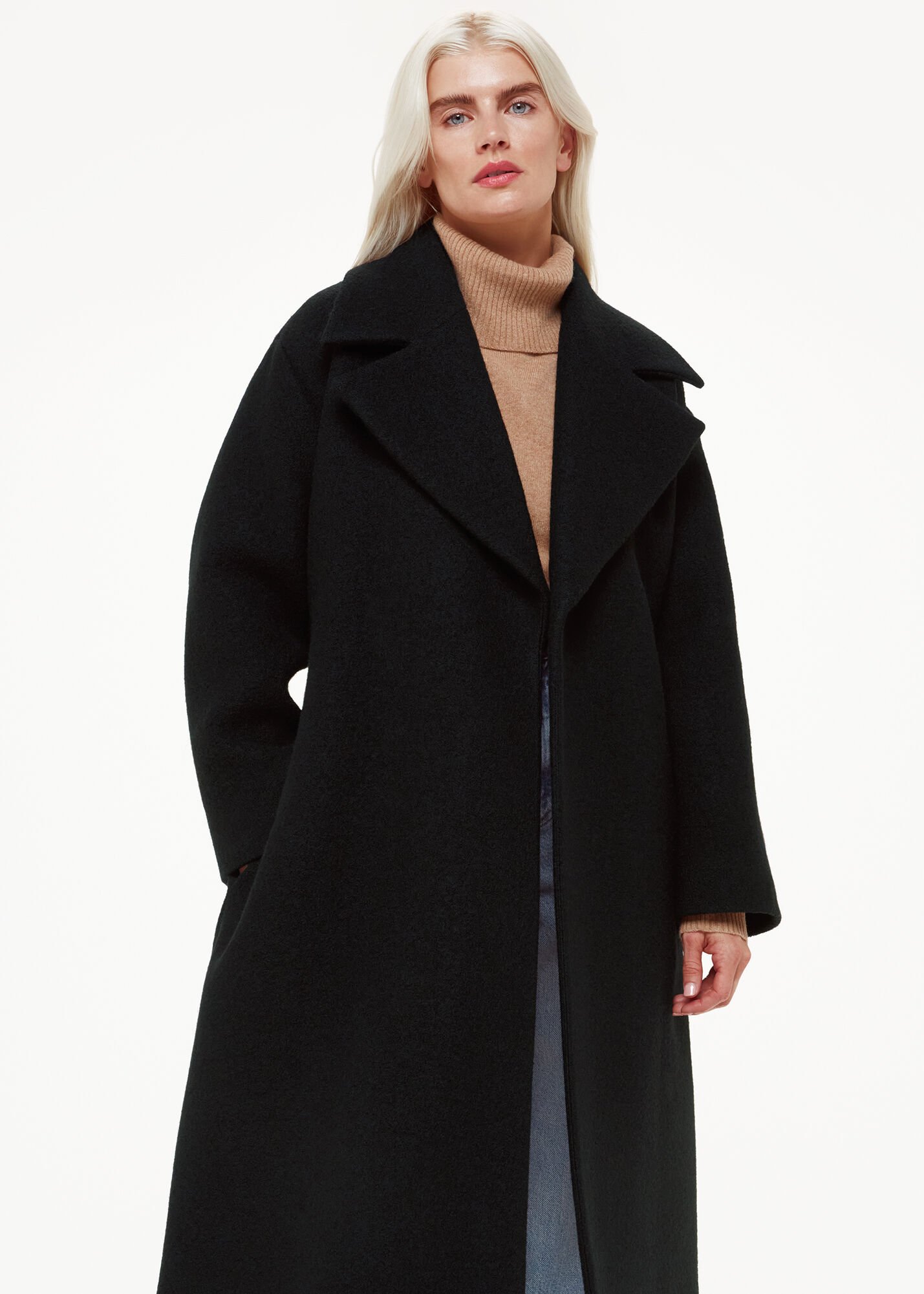 Black Lorna Wrap Wool Coat WHISTLES