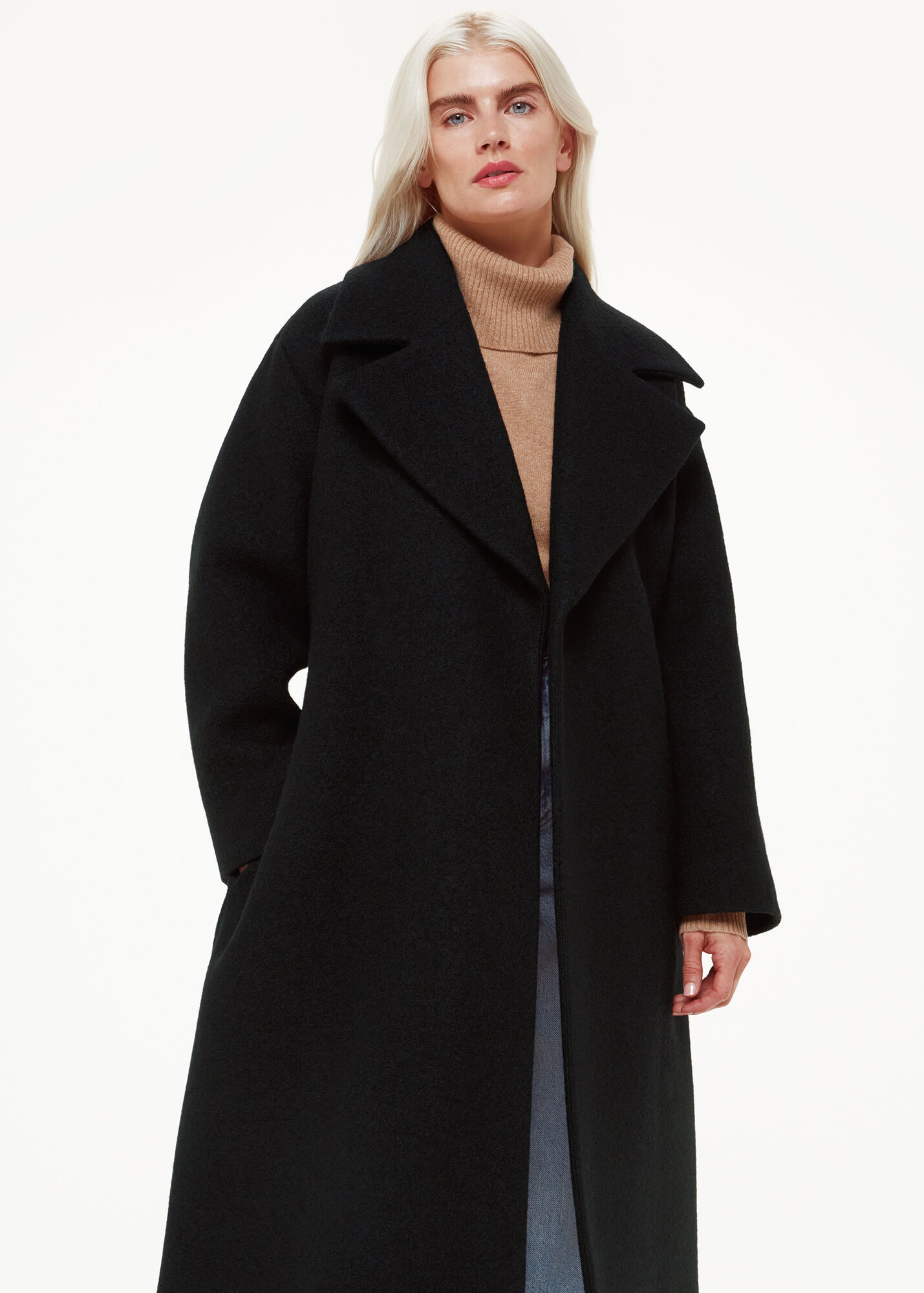Black Lorna Wrap Wool Coat | WHISTLES