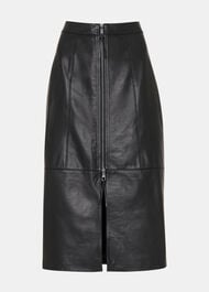 Zip Front Leather Pencil Skirt